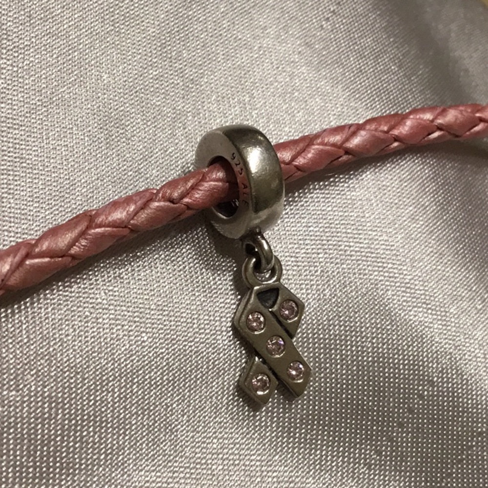Pandora Pink Rhinestone Ribbon Charm - Picture 3 of 6